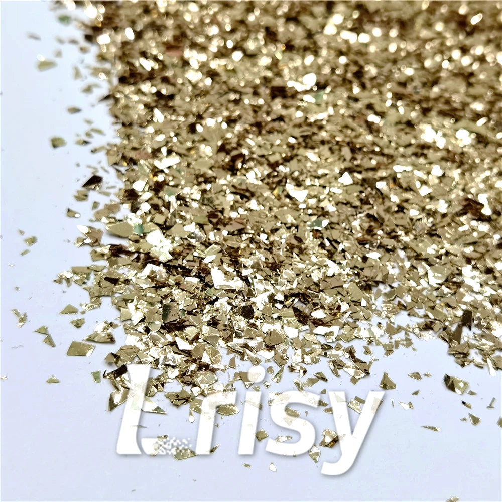 Champagne Gold Cellophane Glitter Flakes Shards B0212 4x4