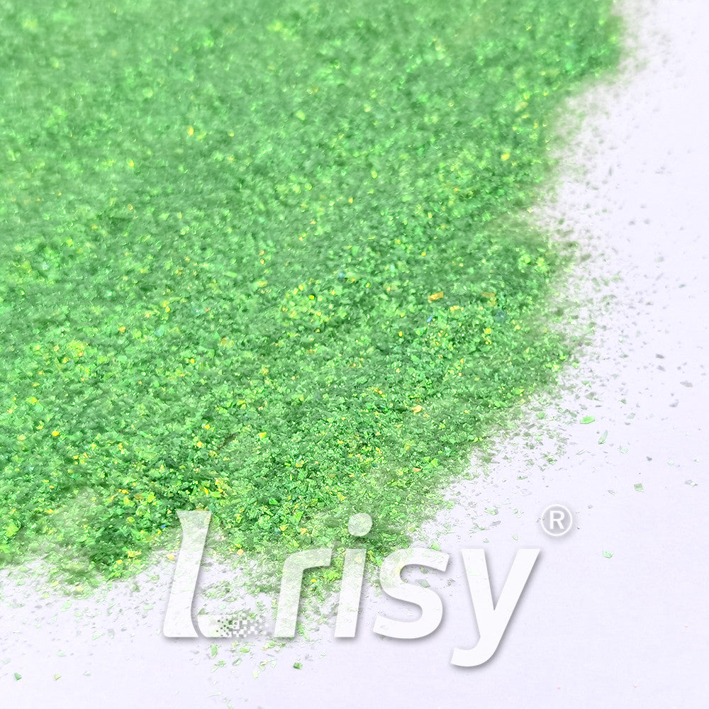 Iridescent Light Green Professional Cosmetic Cellophane Glitter Shards (Flakes) FCH13 2x2