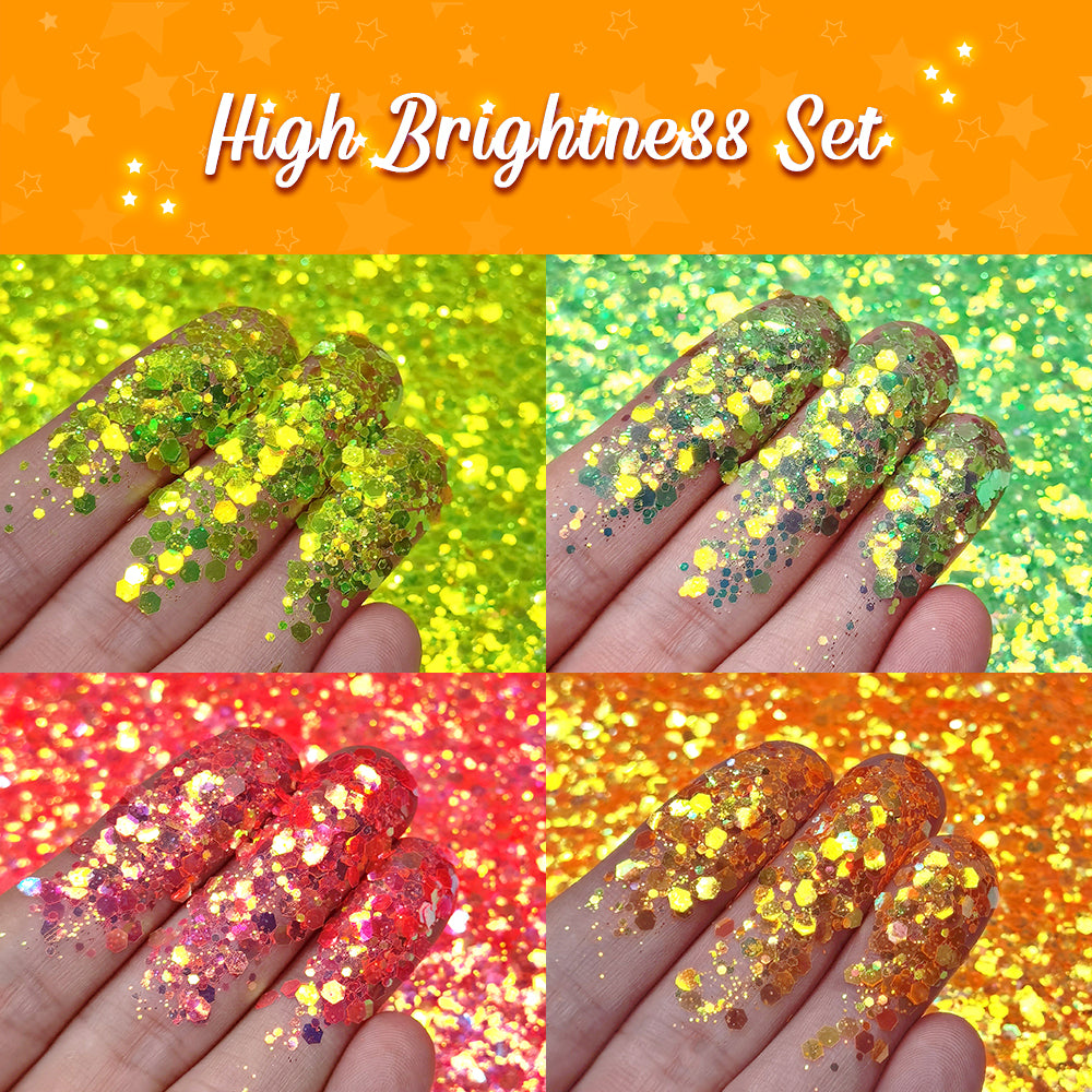Lrisy High Brightness Glitter Set/Kits 12 Colors (Total 120g)