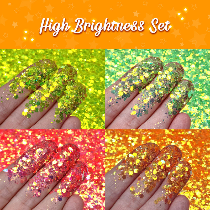 Lrisy High Brightness Glitter Set/Kits 12 Colors (Total 120g)
