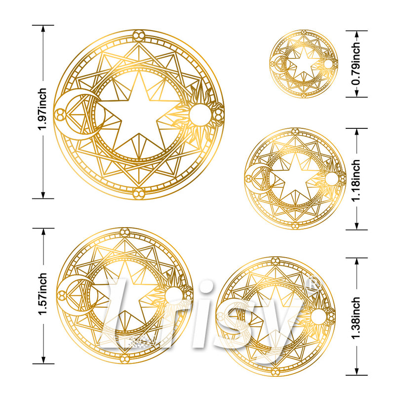 5 Size In 1 Set Celestial Alignment Solar Seal Coppering Metal Sticker Golden Stuffers ZJ301