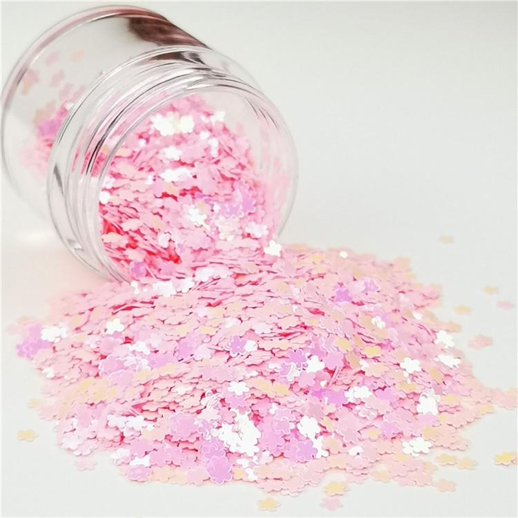 3mm Flower Rose Pink Glitter C018R