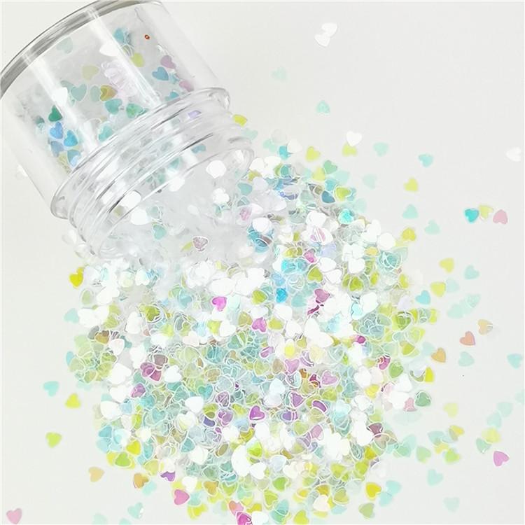 3mm Heart Shapes Rainbow Glitter C022