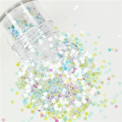 3mm Heart Shapes Rainbow Glitter C022