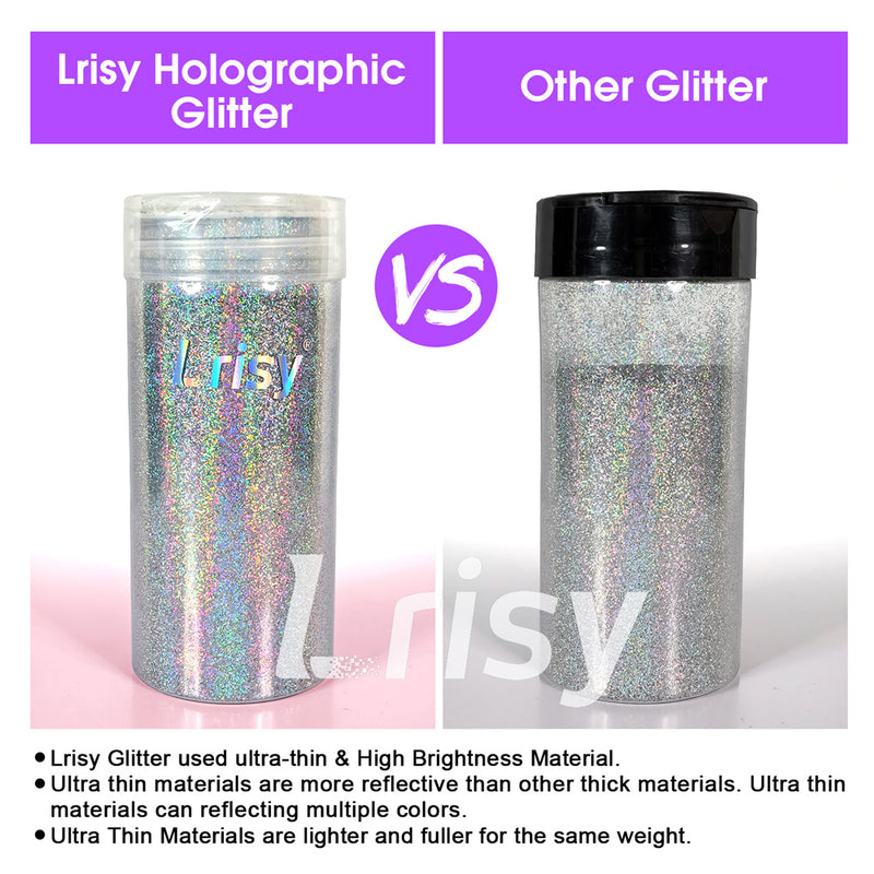 Lrisy Holographic Extra Fine Glitter Powder with Shaker Lid 140g/4.5oz (Ultra Thin Holographic Green/LB0601)