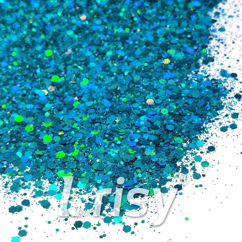 General Mixed Holographic Lake Blue Glitter Hexagon Shaped LB0701
