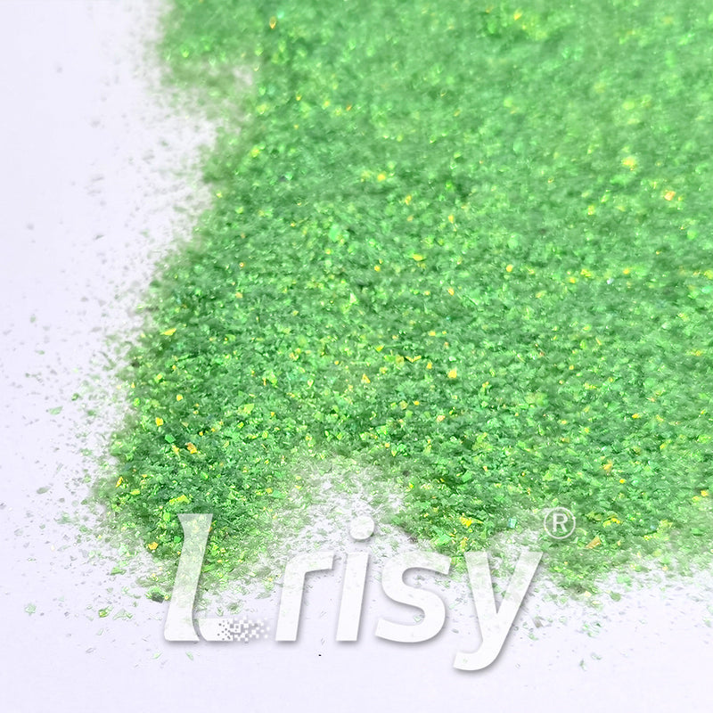 Iridescent Light Green Professional Cosmetic Cellophane Glitter Shards (Flakes) FCH13 2x2