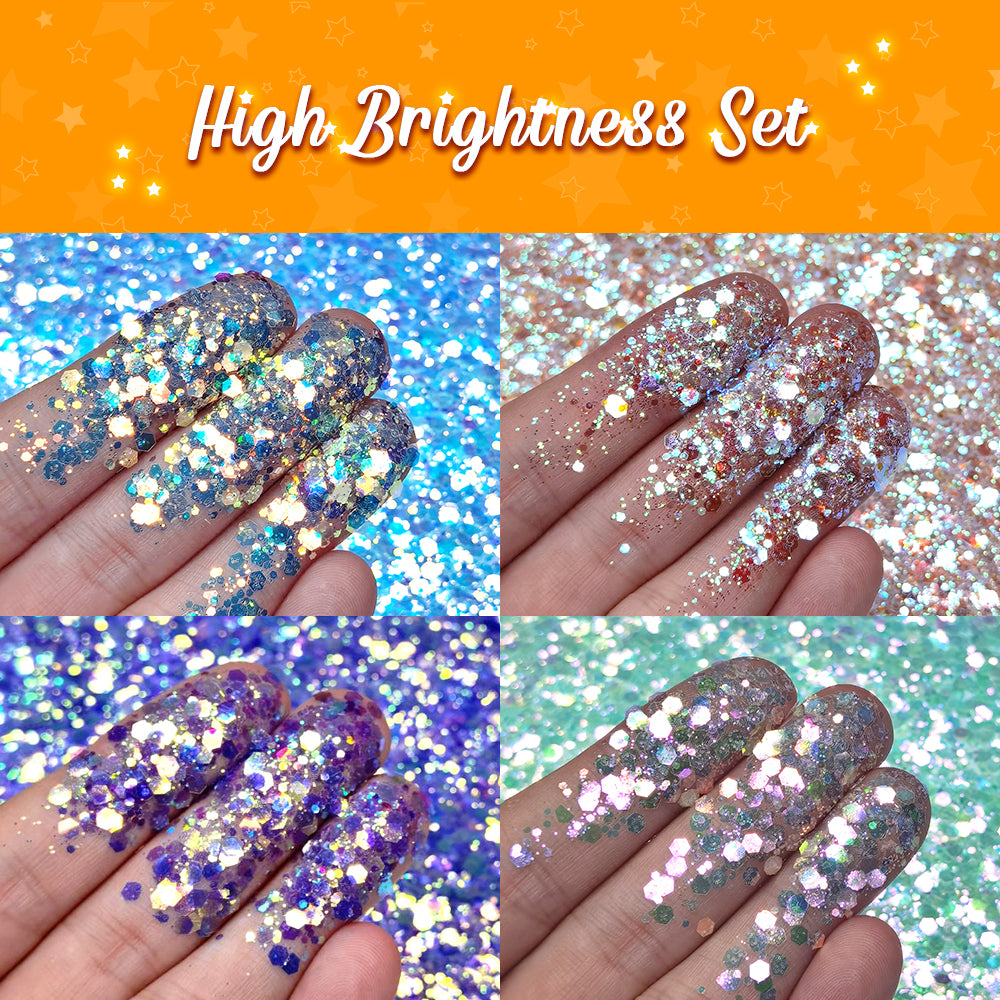 Lrisy High Brightness Glitter Set/Kits 12 Colors (Total 120g)