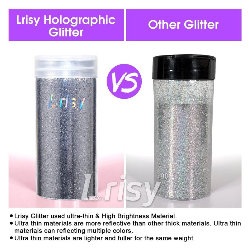 Lrisy Iridescent Extra Fine Glitter Powder with Shaker Lid 140g/4.5oz (Ultra Thin Iridescent Translucent Holographic White/LB1100)
