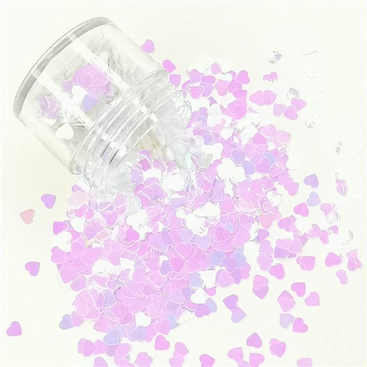 4mm Heart Shapes Violet Glitter C003R