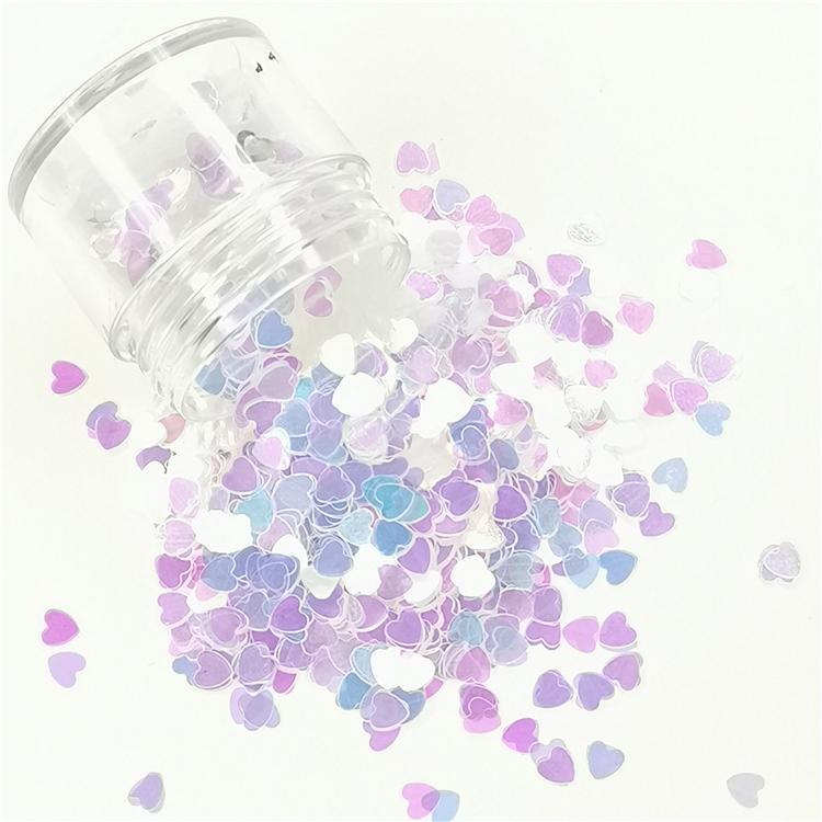 4mm Heart Shapes Dream Blue Glitter C004