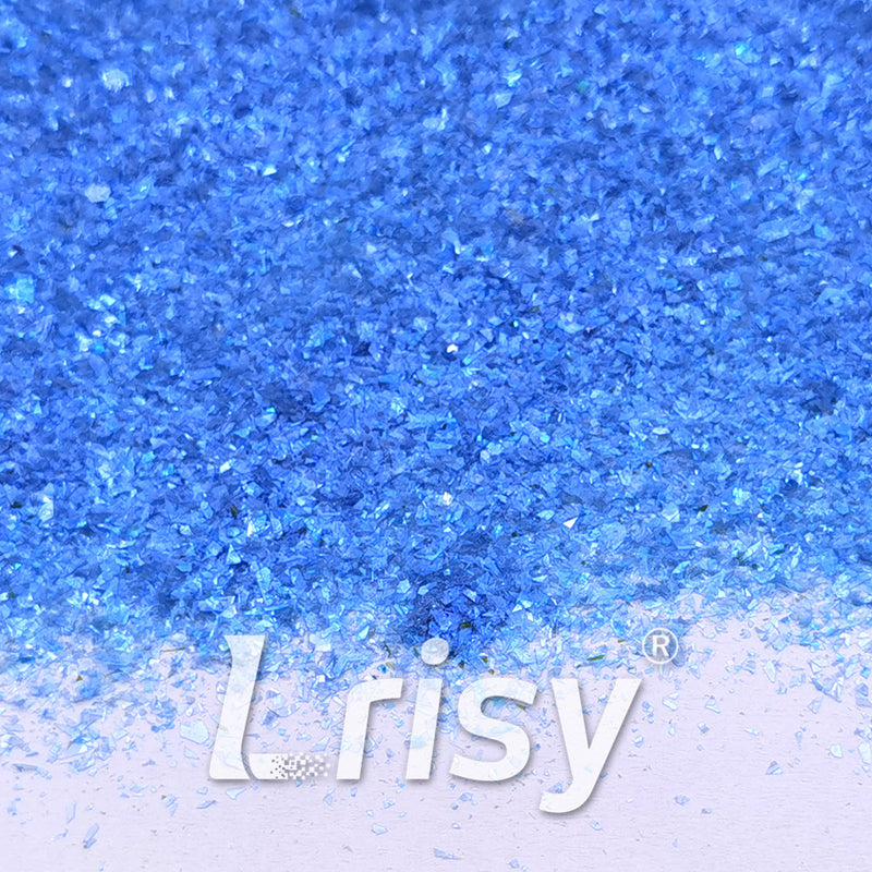 High Brightness Blue Iridescent Cellophane Glitter Shards (Flakes) FC347 2x2