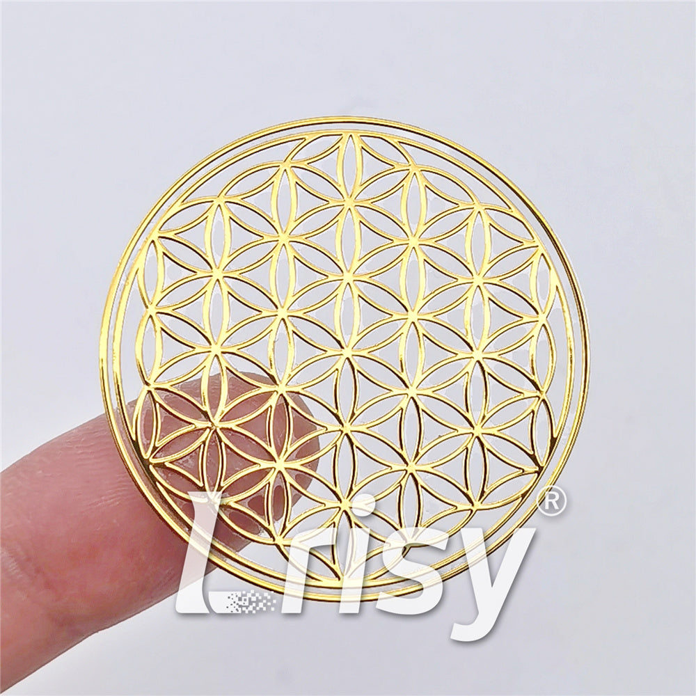 5 Size In 1 Set Flower Of Life Coppering Metal Sticker Golden Stuffers ZJ305
