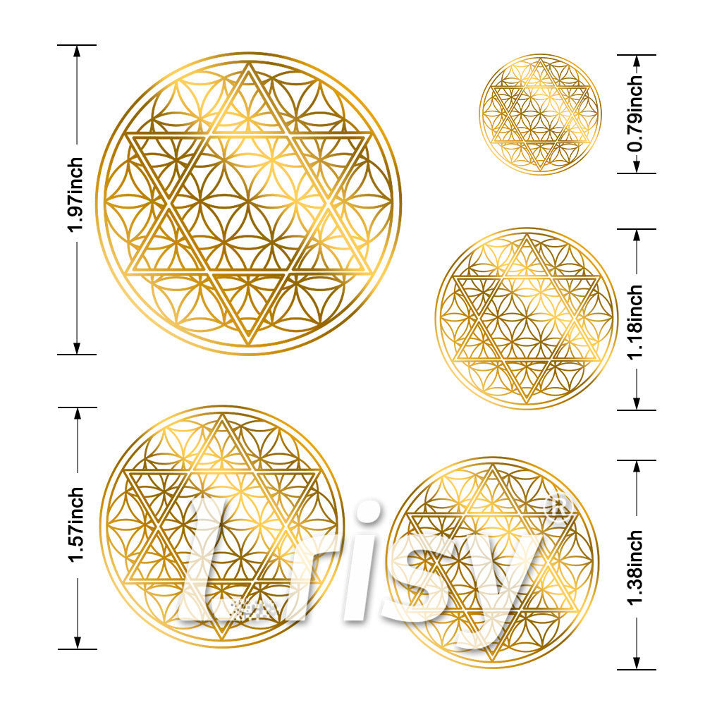 5 Size In 1 Set Sri Yantra Lotus Coppering Metal Sticker Golden Charm ZJ308
