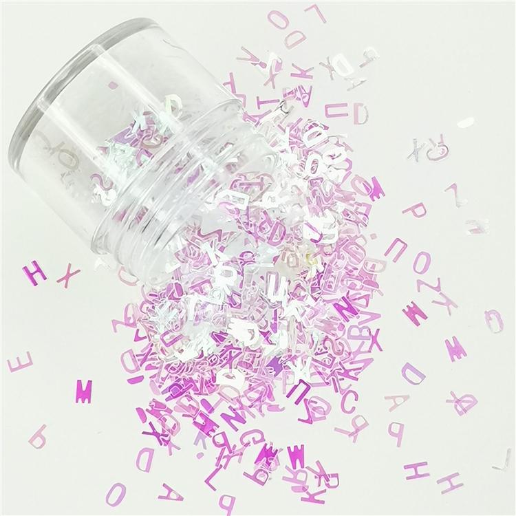 5mm Alphabet Shapes Dream Pink Glitter C003