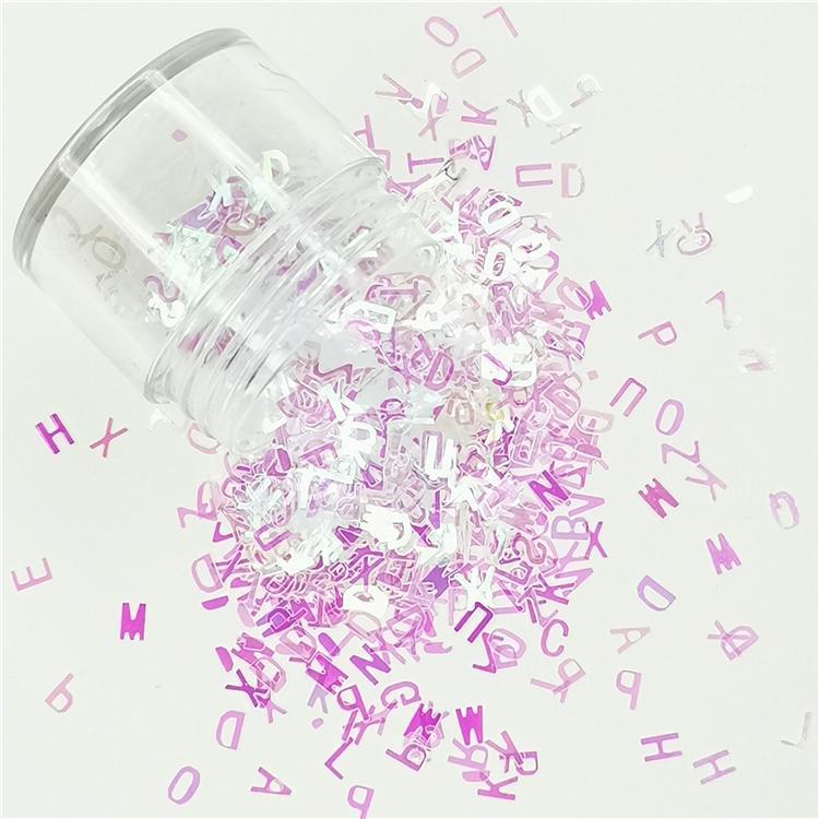 5mm Alphabet Shapes Dream Pink Glitter C003
