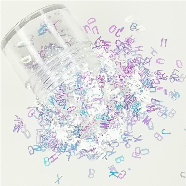 5mm Alphabet Shapes Dream Blue Glitter C004