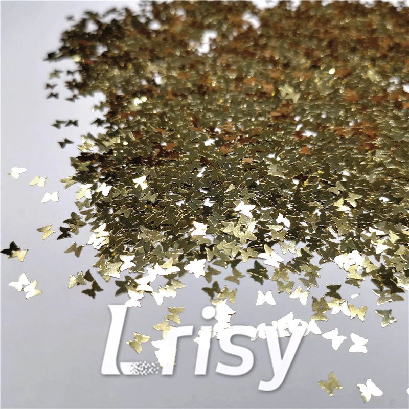 3mm Butterfly Shaped Champagne Gold Glitter B0212