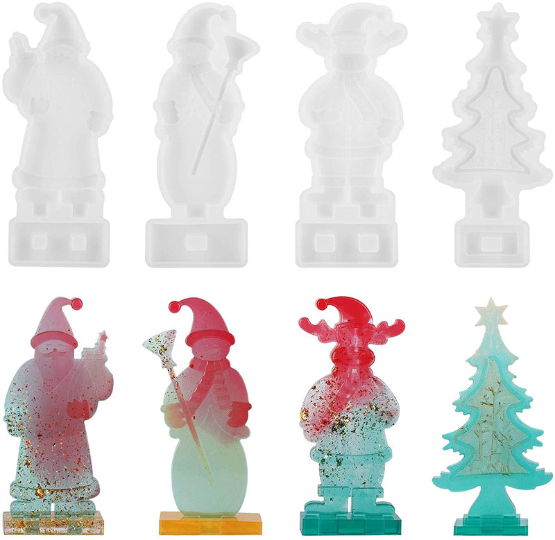 4Pcs Christmas Snowman Tree Silicone Resin Mold M-YMR-SDZT005