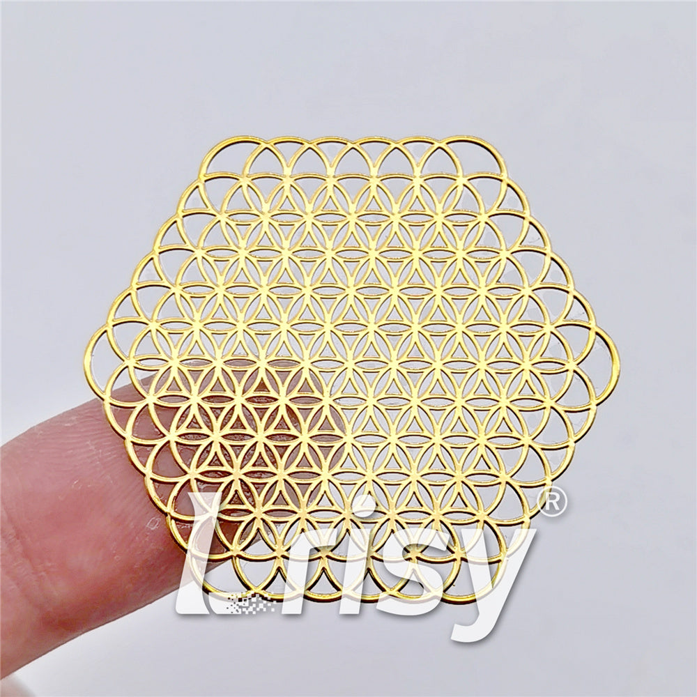 5 Size In 1 Set Metatron's Cube Flower Of Life Coppering Metal Sticker ZJ307