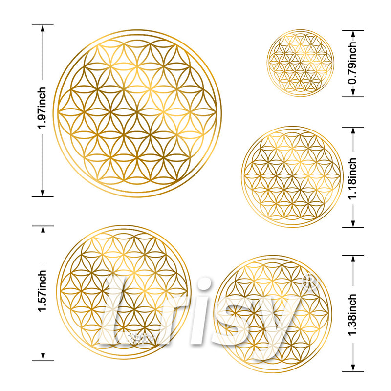 5 Size In 1 Set Flower Of Life Coppering Metal Sticker Golden Stuffers ZJ305