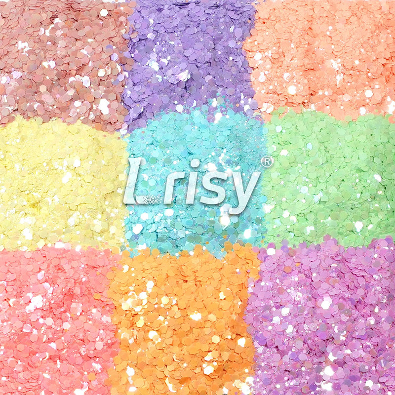 Lrisy Macaron Color Mixed Glitter Set/Kits 9 Colors (Total 90g)