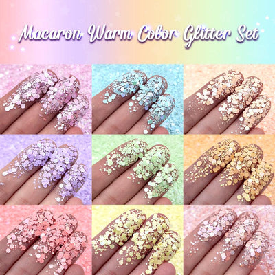 Lrisy Macaron Color Mixed Glitter Set/Kits 9 Colors