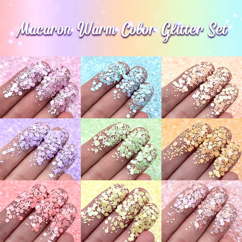 Macaron Color Mixed Glitter Set/Kits 9 Colors