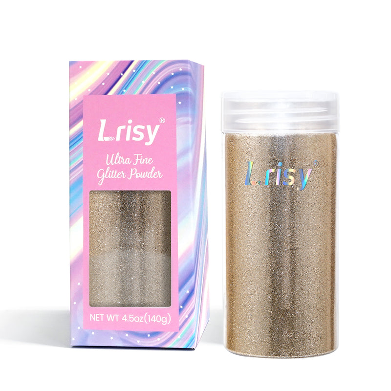 Lrisy Extra Fine Powder Metallic Glitter 140g/4.5oz with Shaker Lid(Extra Thin Luxury Gold/B0217)