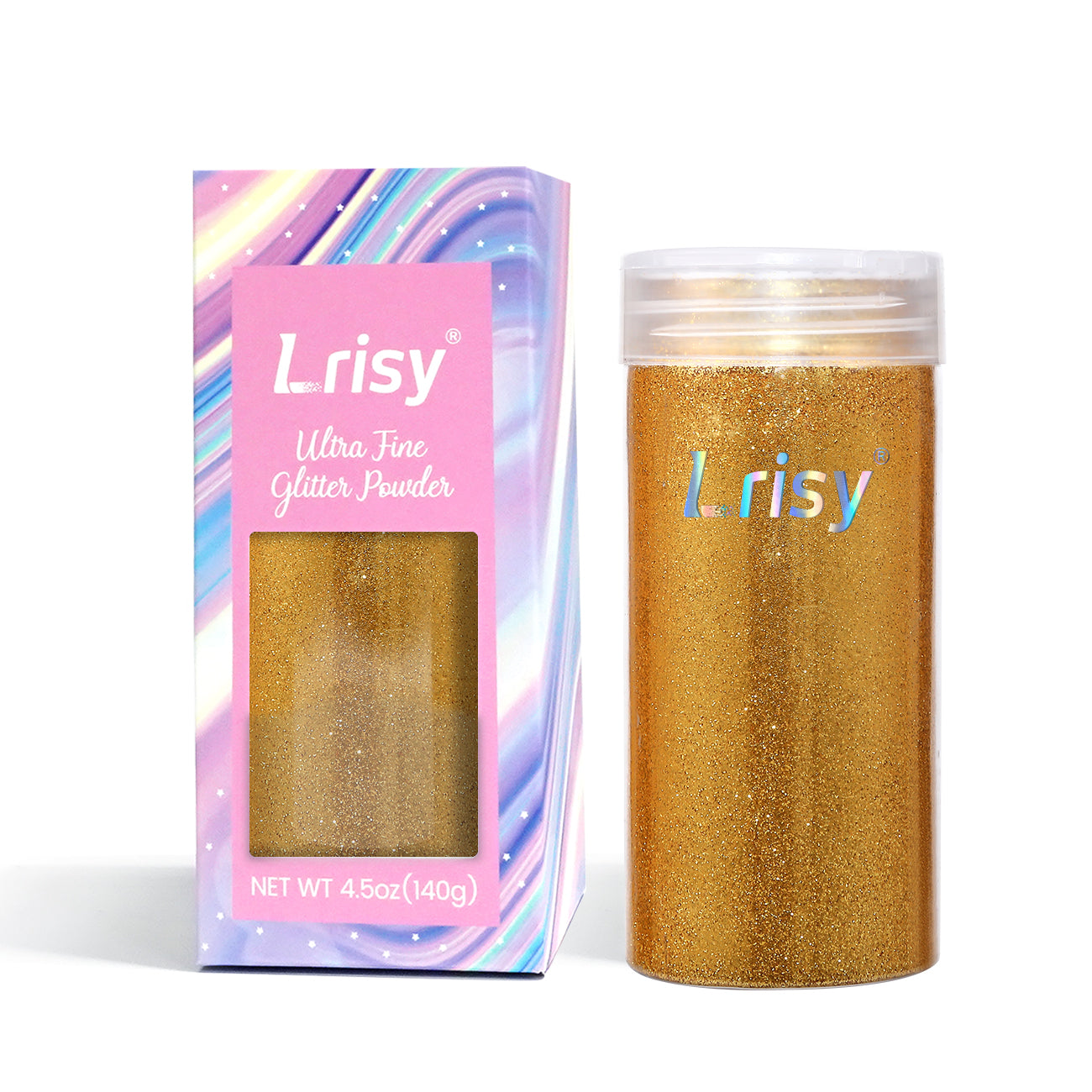 Lrisy Extra Fine Powder Metallic Glitter 140g/4.5oz with Shaker Lid(Extra Thin Lemon Gold/B0221)