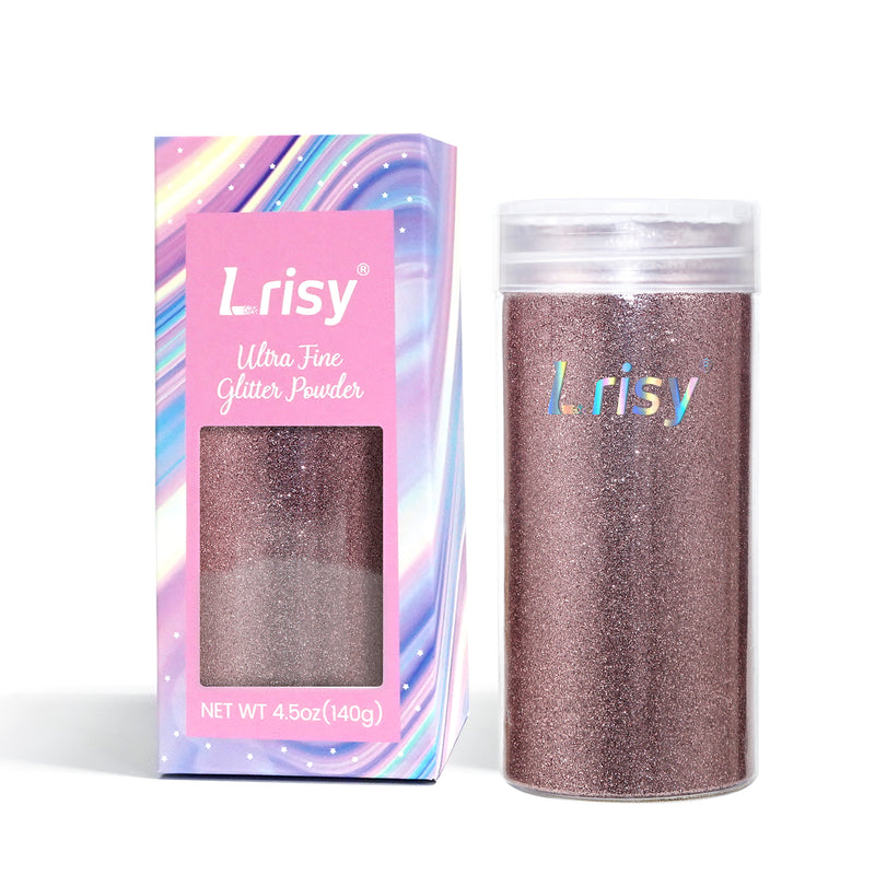 Lrisy Extra Fine Powder Metallic Glitter 140g/4.5oz with Shaker Lid(Extra Thin Rose Gold/B0230)