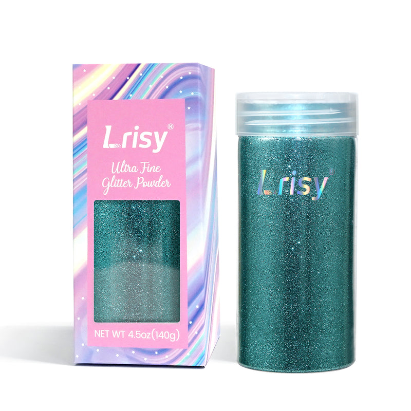 Lrisy Extra Fine Powder Metallic Glitter 140g/4.5oz with Shaker Lid(Extra Thin Teal Green/B0702)