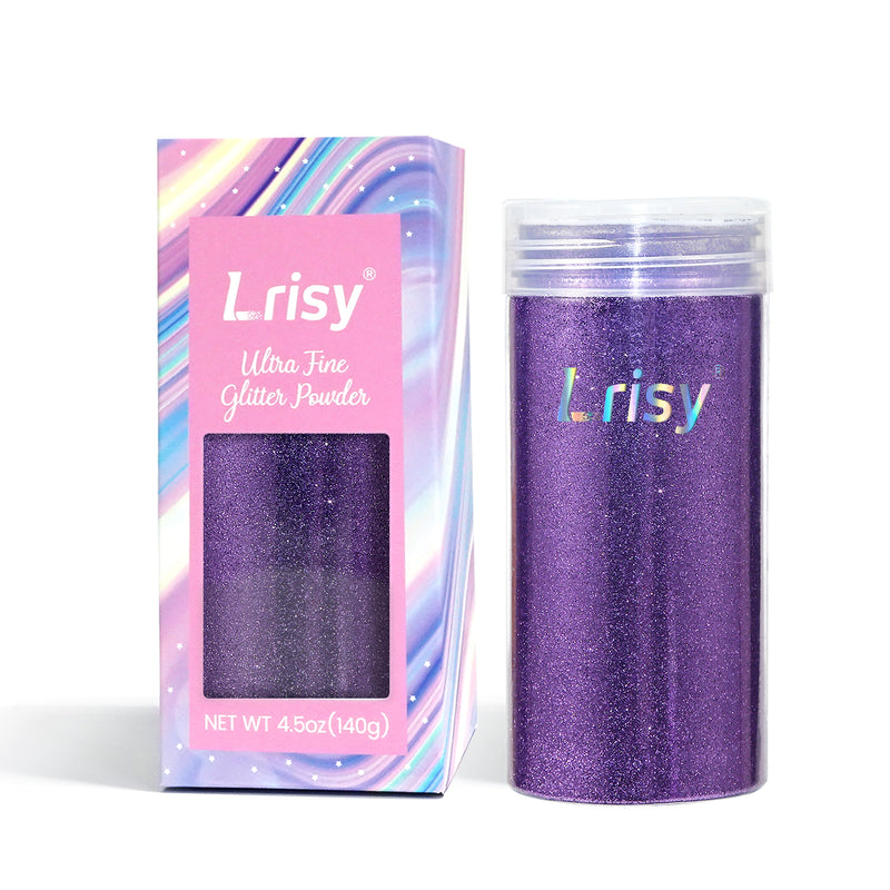 Lrisy Extra Fine Powder Metallic Glitter 140g/4.5oz with Shaker Lid(Extra Thin Light Purple/B0802A)