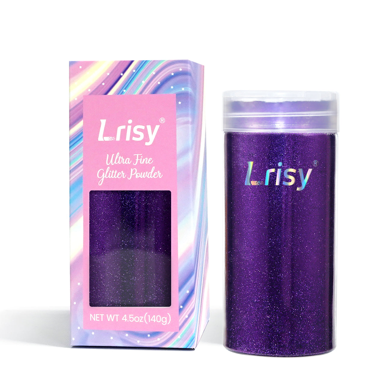 Lrisy Extra Fine Powder Metallic Glitter 140g/4.5oz with Shaker Lid(Extra Thin Dark Purple/B0808)