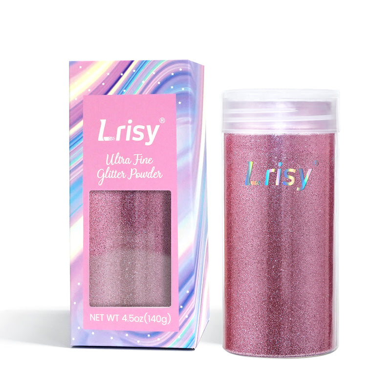 Lrisy Extra Fine Powder Metallic Glitter 140g/4.5oz with Shaker Lid(Extra Thin Tender Pink/B0920)