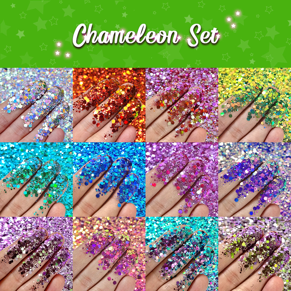 Lrisy Phantom Color Shift Glitter Chameleon Set/Kits 12 Colors (Total 120g)