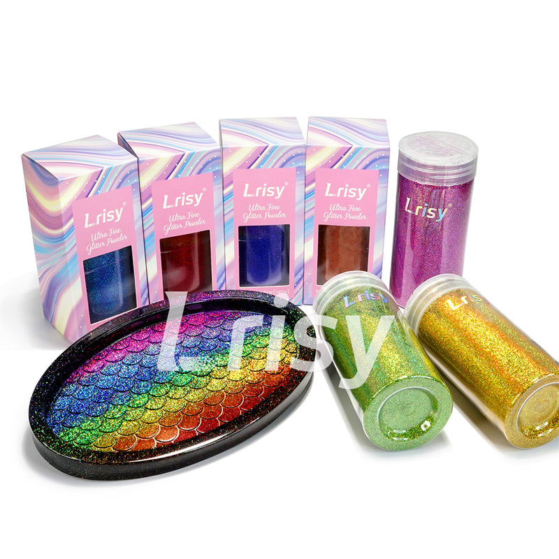 Lrisy Holographic Extra Fine Glitter Powder with Shaker Lid 140g/4.5oz (Ultra Thin Holographic Silver/LB0100)