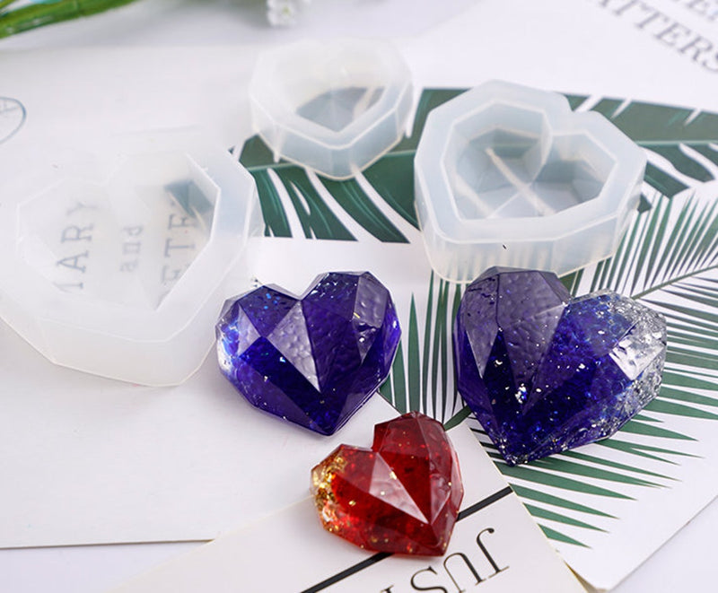 Faceted Heart Pack of 3 Silicone Resin Mold M-YMR-XXQM001