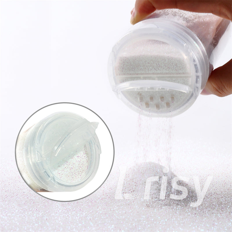 Lrisy Holographic Extra Fine Glitter Powder with Shaker Lid 140g/4.5oz (Ultra Thin Dream Pink and White/FC322)