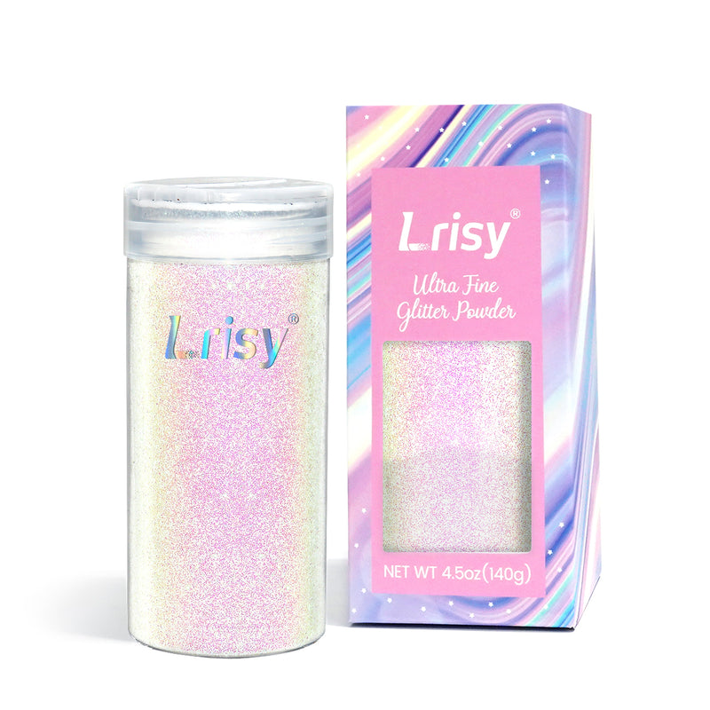 Lrisy Iridescent Extra Fine Glitter Powder with Shaker Lid 140g/4.5oz (Ultra Thin Brighter Iridescent Dream Pink and White/FC322R)