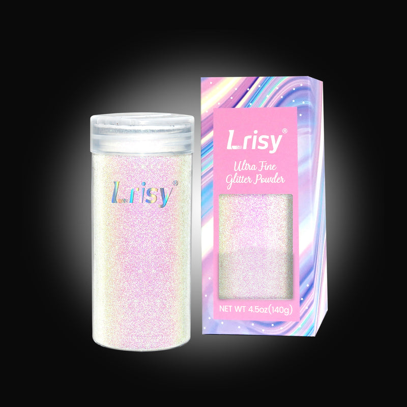 Lrisy Holographic Extra Fine Glitter Powder with Shaker Lid 140g/4.5oz (Ultra Thin Brighter Iridescent Dream Pink and White F322R)