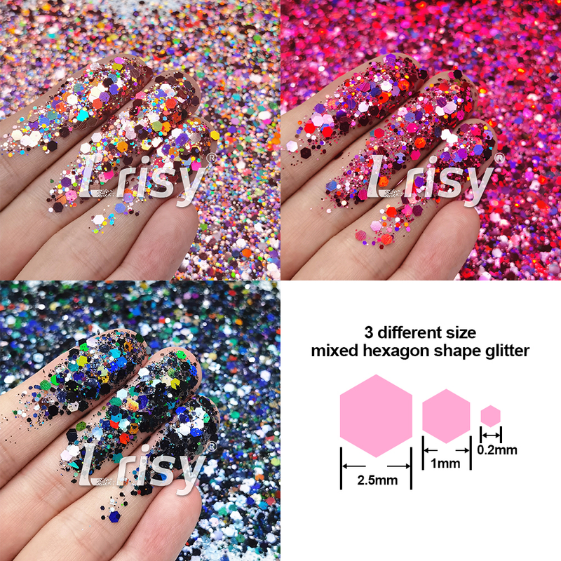 Lrisy Macaron Color Mixed Glitter Set/Kits 9 Colors