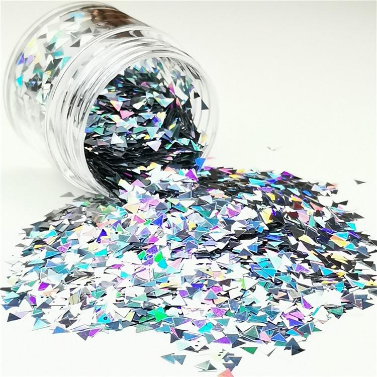 3mm Triangle Shapes Laser Silver Glitter LB0100