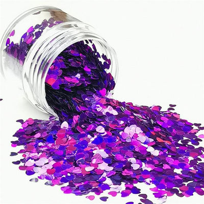 3mm Heart Shapes Laser Purple Glitter LB0800