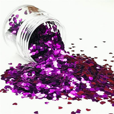 3mm Heart Shapes Purple Glitter B0800