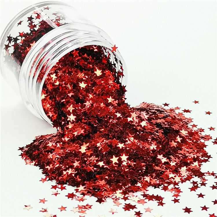 3mm Star Shapes Red Glitter B0306