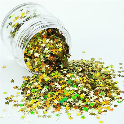 3mm Star Shapes Laser Gold Glitter LB0210