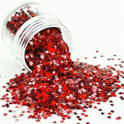 3mm Star Shapes Laser Red Glitter LB0300