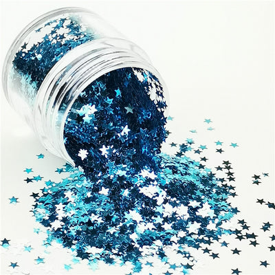 3mm Star Shapes Sky Blue Glitter B0711