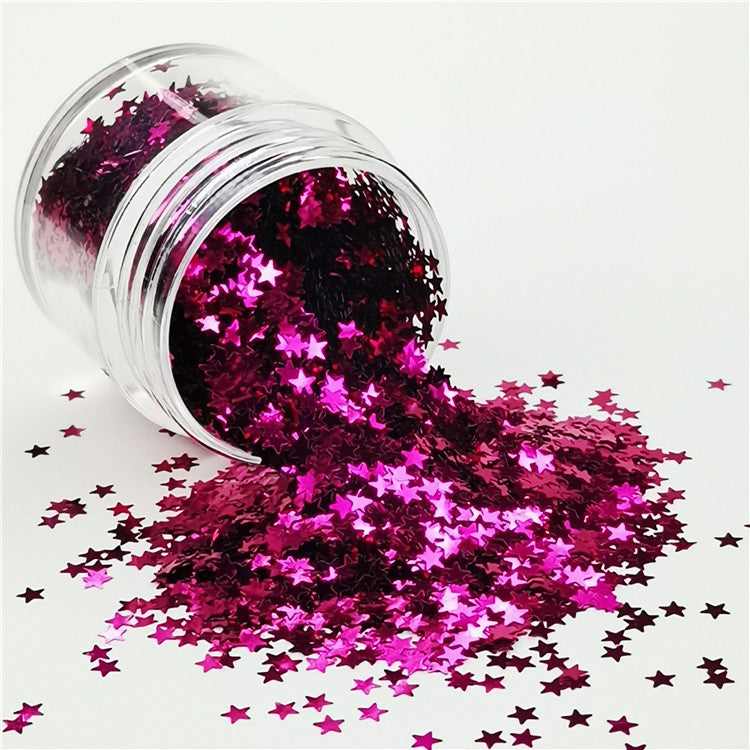 3mm Star Shapes Rose Red Glitter B0912